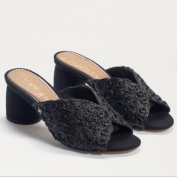 Sam Edelman Shoes - Sam Edelman Sareen Raffia Block Heel Mule Black Sz 7.5